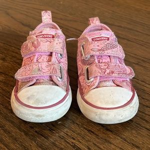 Mermaid Kitty Unicorn Purple Velcro Converse - Size 6